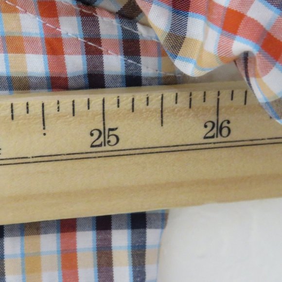 IZOD* Men's Short Sleeve Button Down Curved Hem Chest Pocket Plaid Shirt~Size XL - Picture 7 of 11